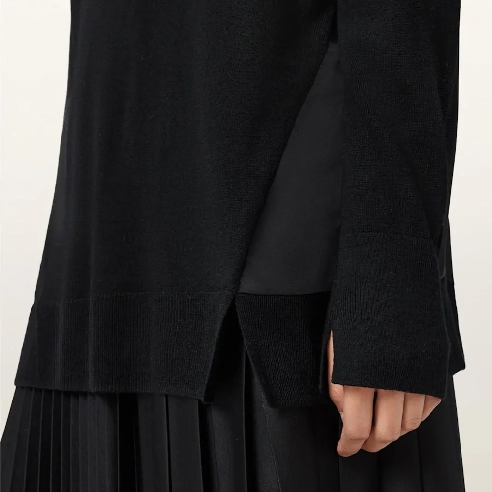 All Saints Bern Black V-Neck Wool Sweater - Picture 4 of 5